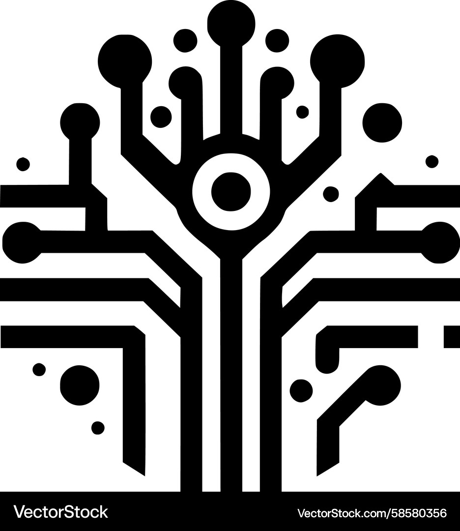 Connected Circuit Tree Icon Vector Image