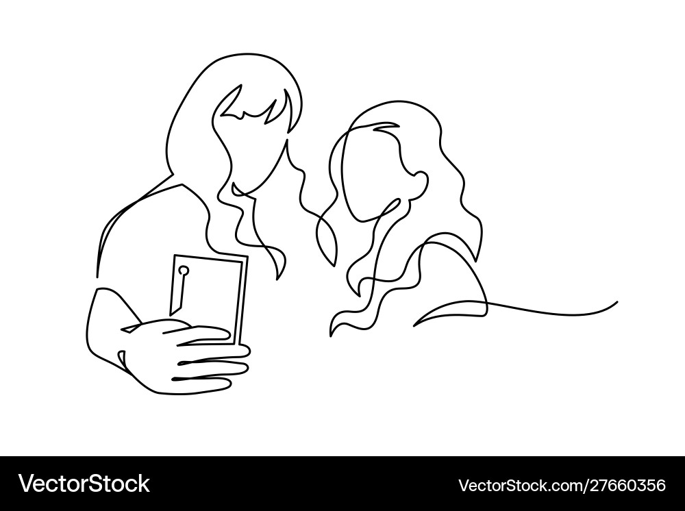Continuous one line drawing selfie lgbt lover Continuous one line drawing selfie lgbt lover vector image
