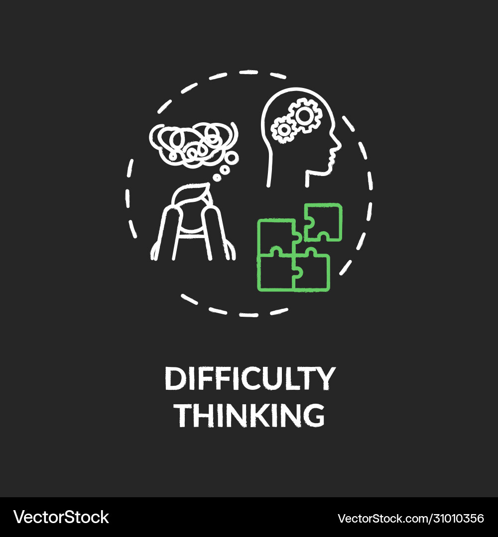 Difficulty thinking chalk rgb color concept icon Vector Image