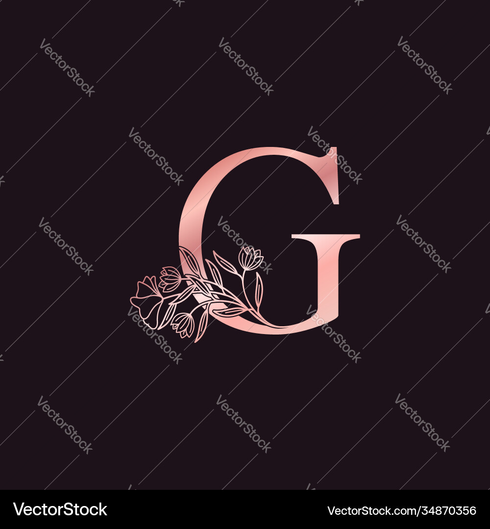 Gold rose flower letter g luxury logo elegant Gold rose flower letter g luxury logo elegant vector image