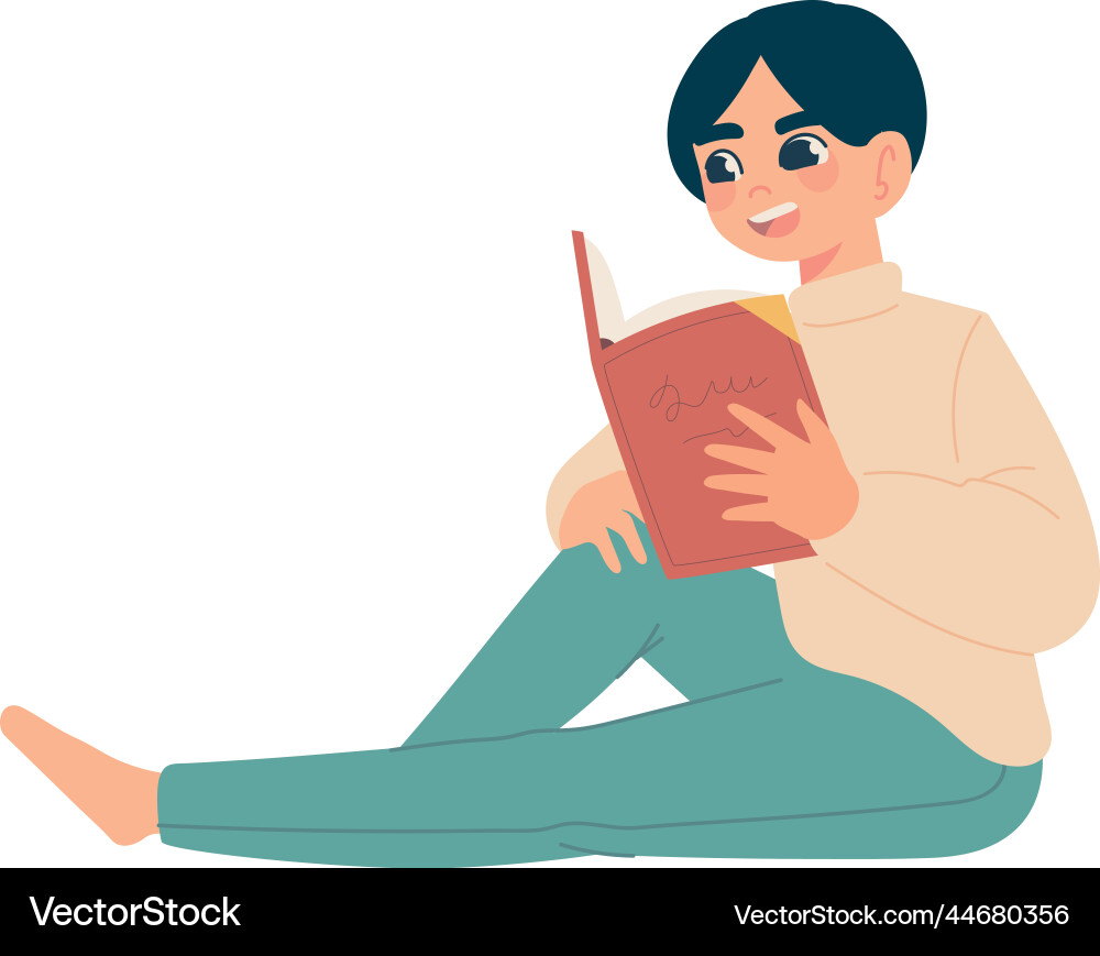 Guy reading textbook Royalty Free Vector Image