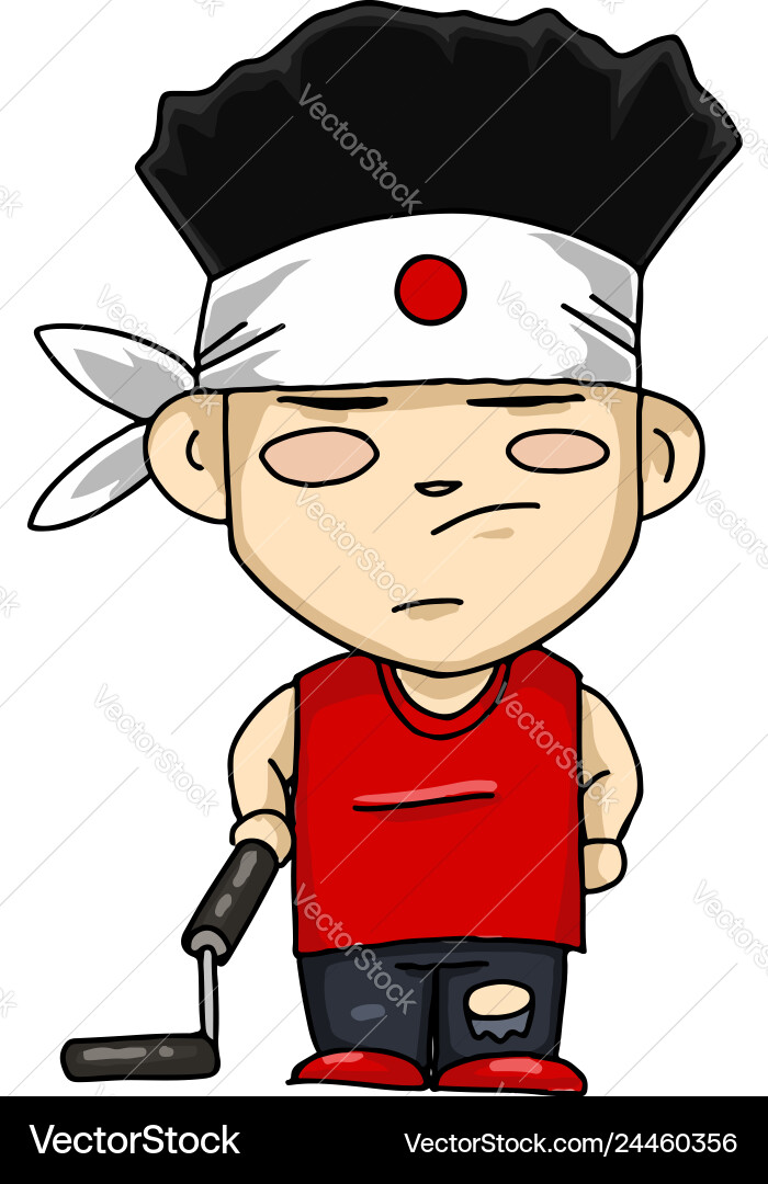 Japanese Boy with Nunchucks Vector Image