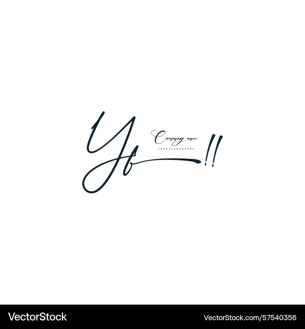 Minimal signature logo design with yf initials Vector Image