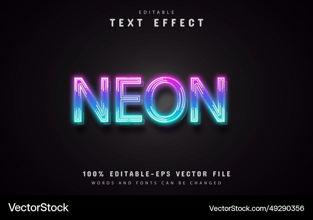 Neon gradient text effect vector image