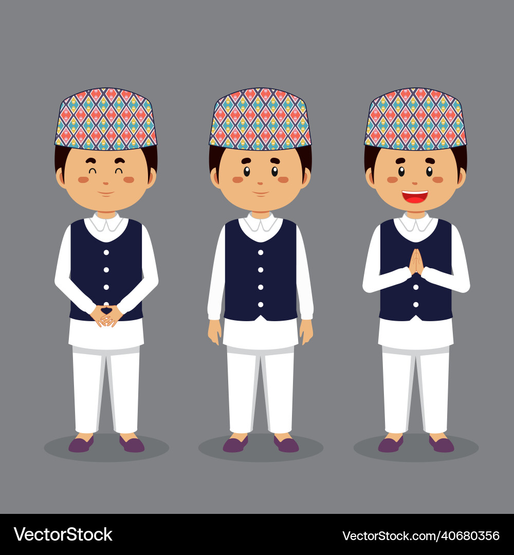 Nepal character with various expression vector image