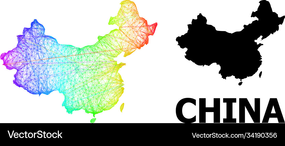 Net map china with spectrum gradient Net map china with spectrum gradient vector image