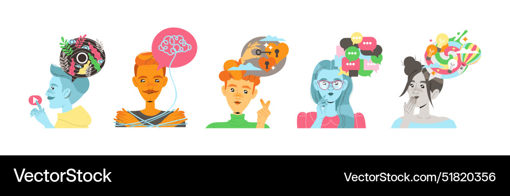 People characters with different types of thinking People characters with different types of thinking vector image