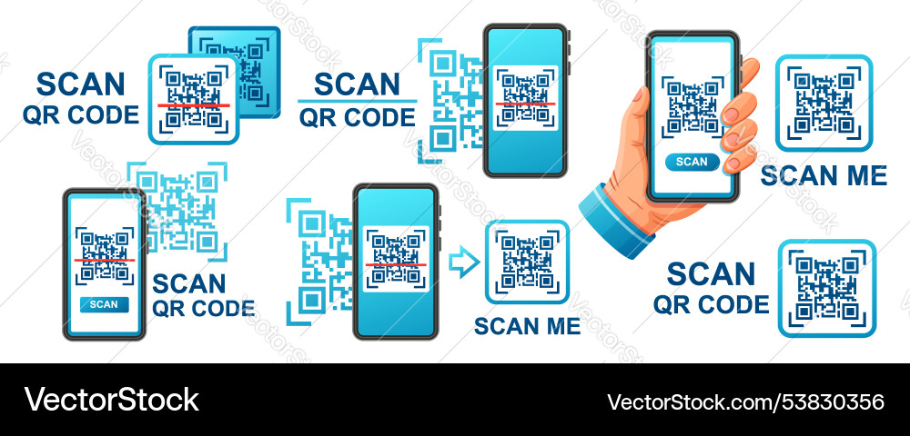Qr code scan mobile phone online barcode scanner Qr code scan mobile phone online barcode scanner vector image