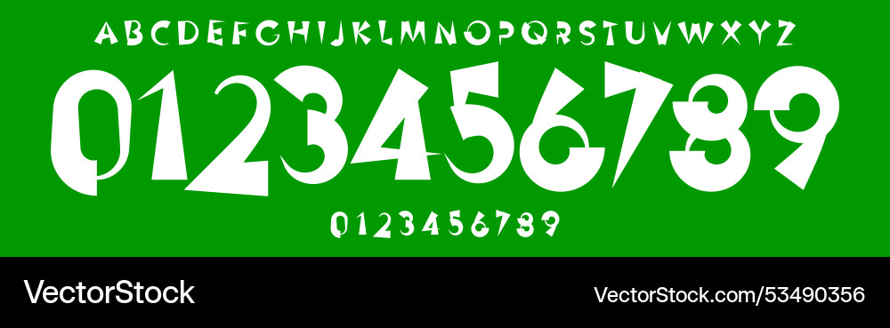 Quirky font irregular shapes of numbers Quirky font irregular shapes of numbers vector image