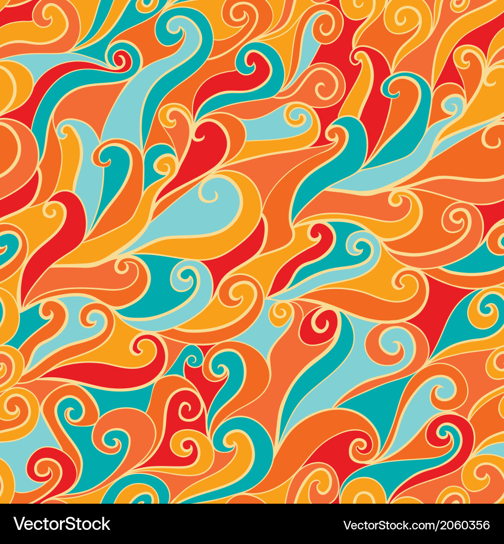 Seamless abstract hand-drawn waves pattern wavy Vector Image