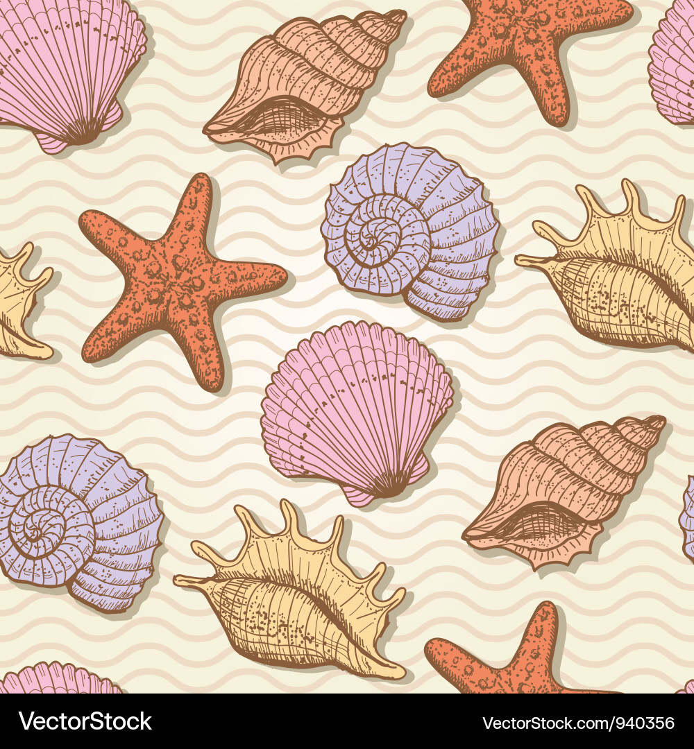 Seashell Seamless Pattern vector image