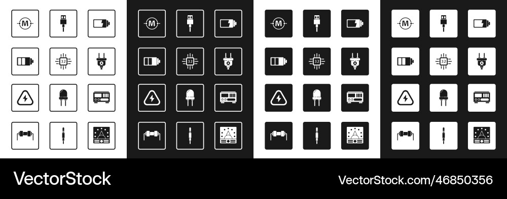 Set battery charge level indicator processor Set battery charge level indicator processor vector image