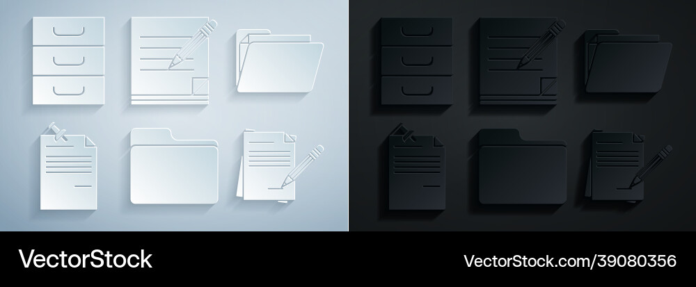 Set document folder note paper with pinned Vector Image