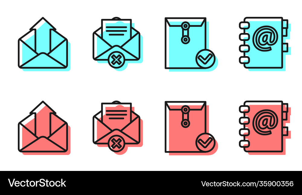 Set line envelope and check mark outgoing mail Vector Image