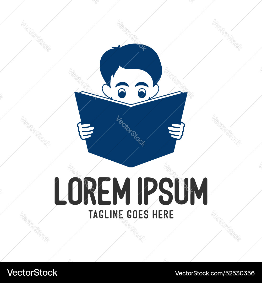 Simple boy reading book for education study Simple boy reading book for education study vector image