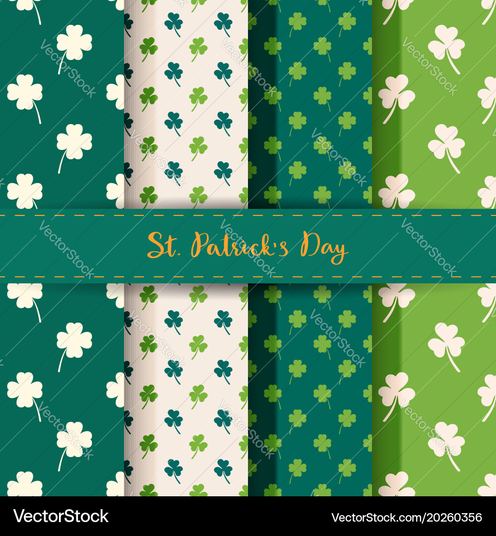 St. Patrick's Day Clover Patterns Vector Image