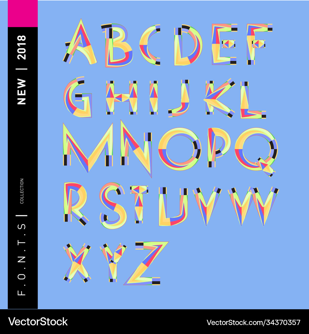 Abstract colorful font and alphabet Vector Image