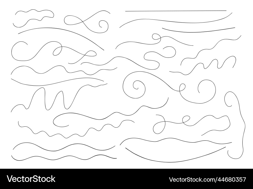 Abstract thin curly lines set in random order vector image