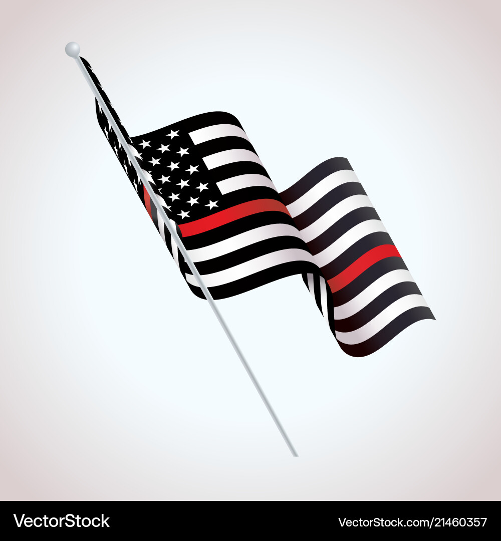 American Flag Support - Firefighter Symbol Vector Image