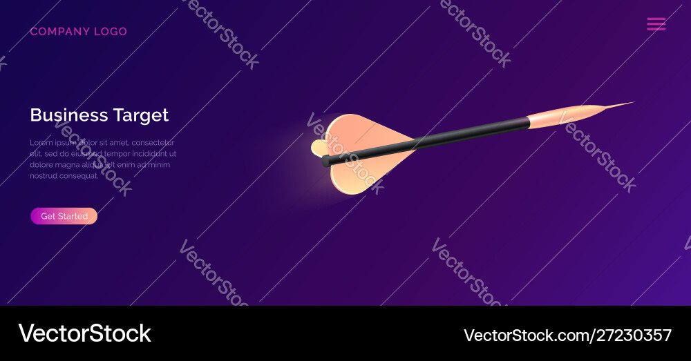 Business target isometric dart board with arrow vector image