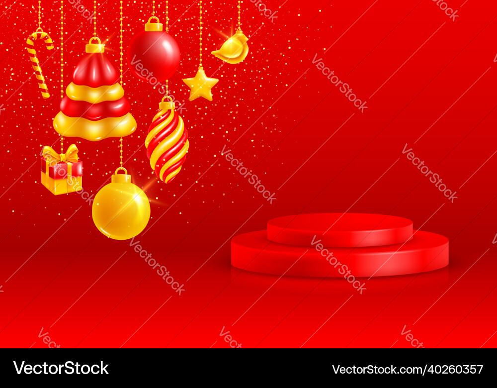 Christmas and new year advertising podium Christmas and new year advertising podium vector image
