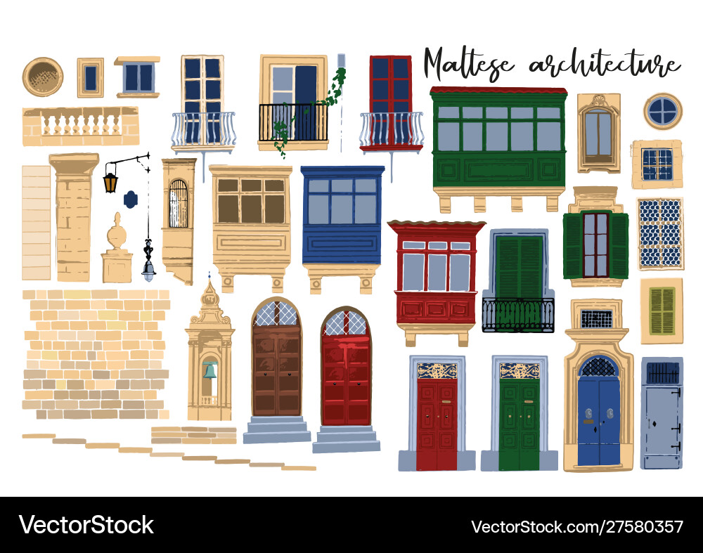 Collection traditional maltese Royalty Free Vector Image
