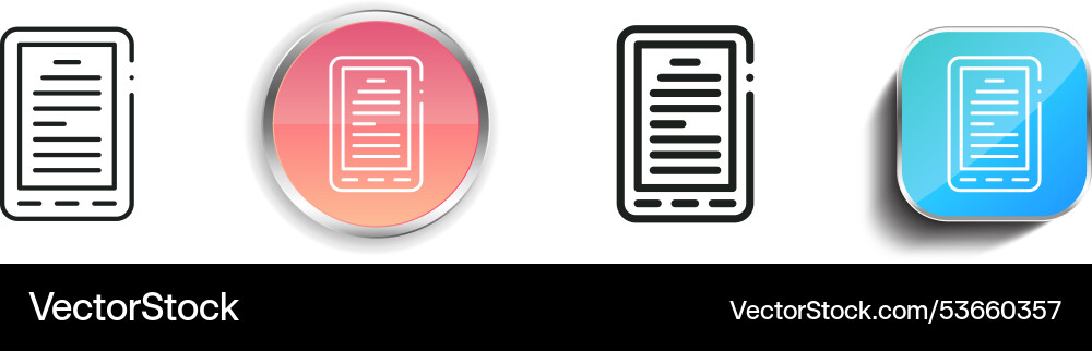Ebook icon thin linear regular and button style Vector Image