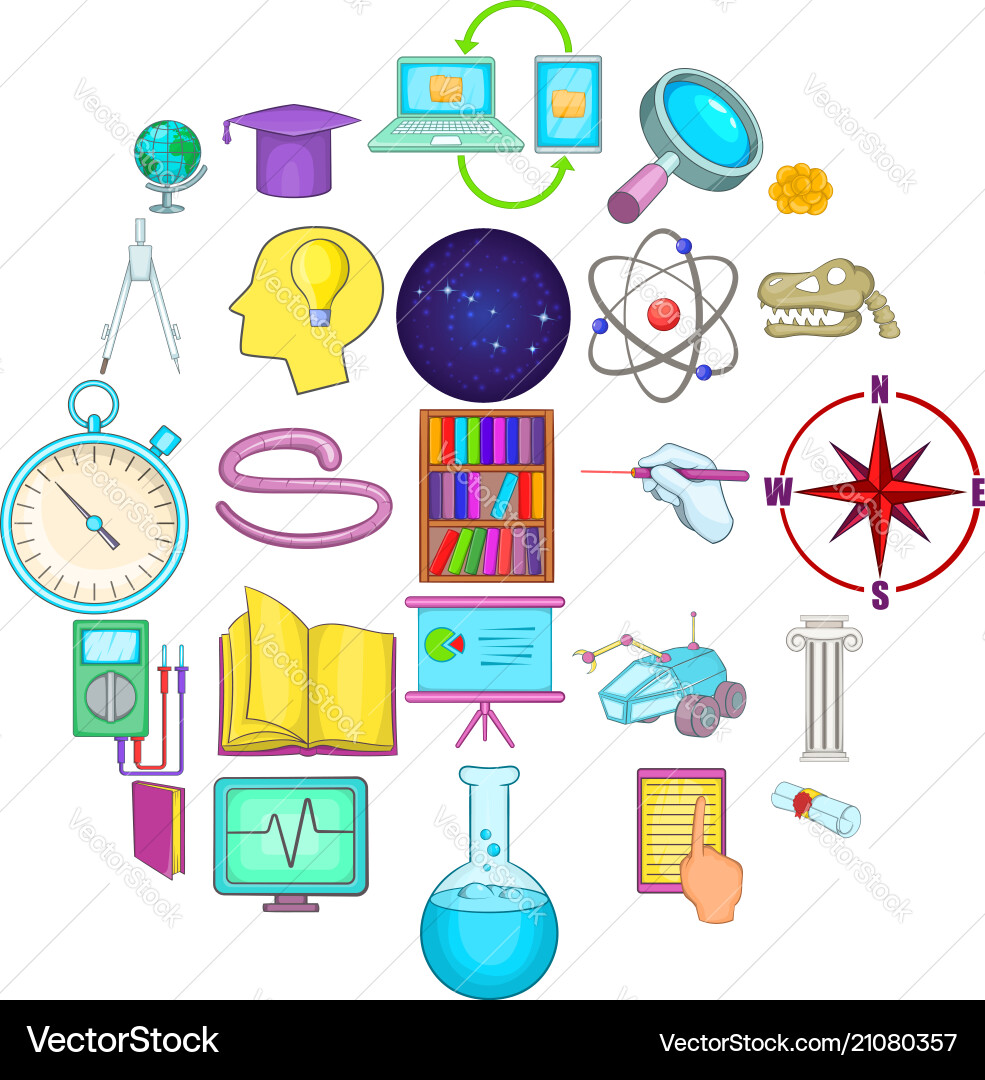 Getting knowledge icons set cartoon style Getting knowledge icons set cartoon style vector image