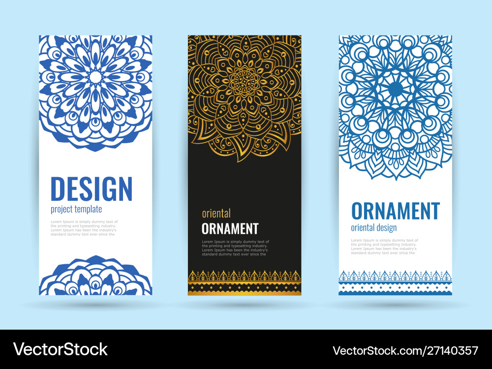 Indian floral medallion banners mandala ornament Indian floral medallion banners mandala ornament vector image