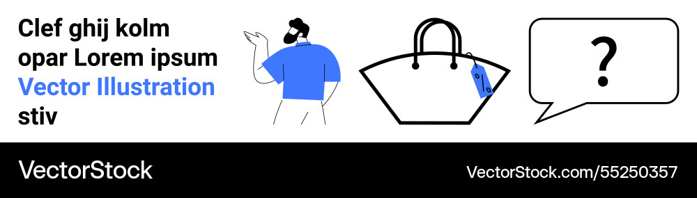 Man gesturing towards a handbag with question Vector Image