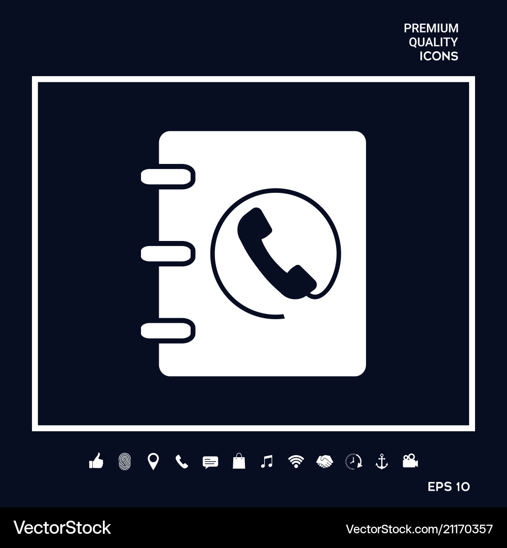 Notebook address phone book icon with handset vector image