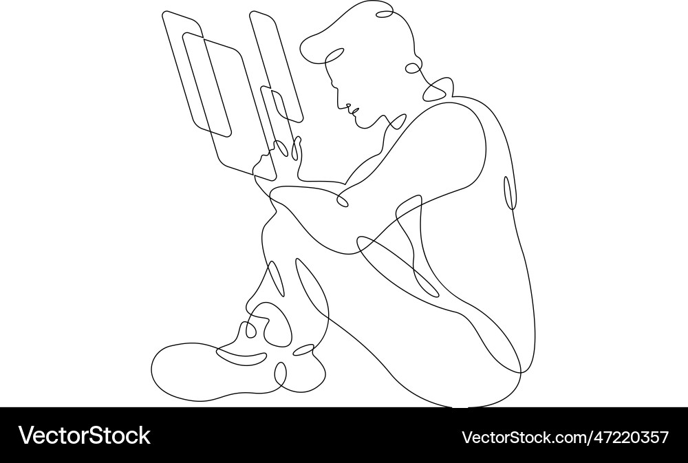 One continuous lineaugmented realitymulti-screen One continuous lineaugmented realitymulti-screen Vector Image