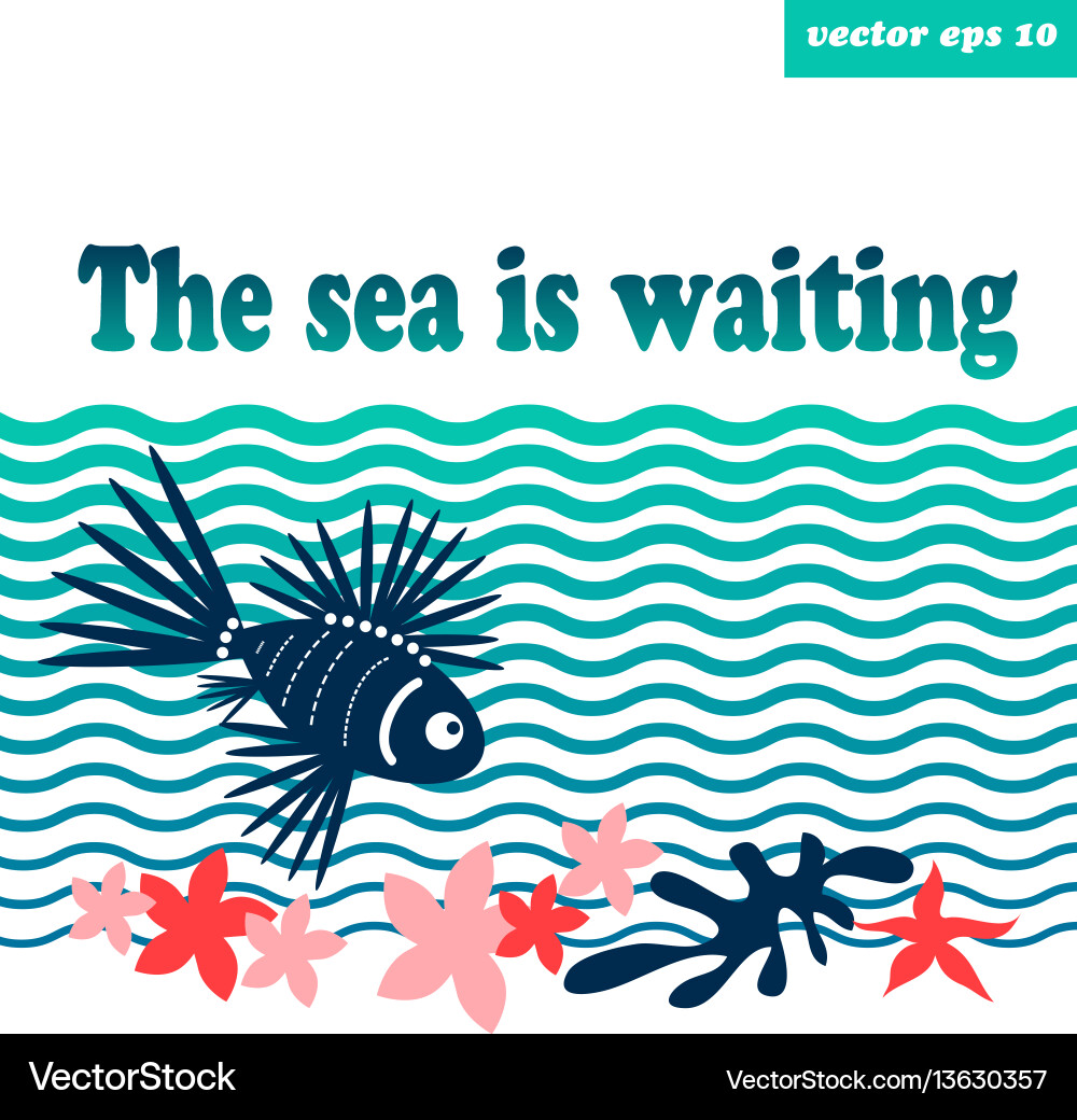 Sea background with lion fish Sea background with lion fish vector image