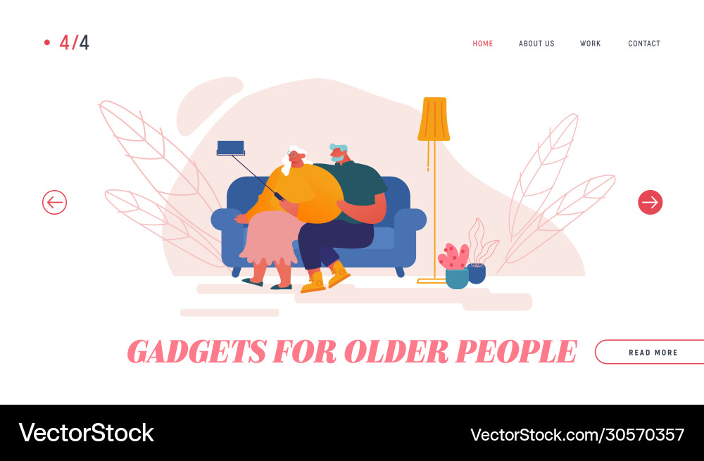 Senior people and smart devices landing page vector image