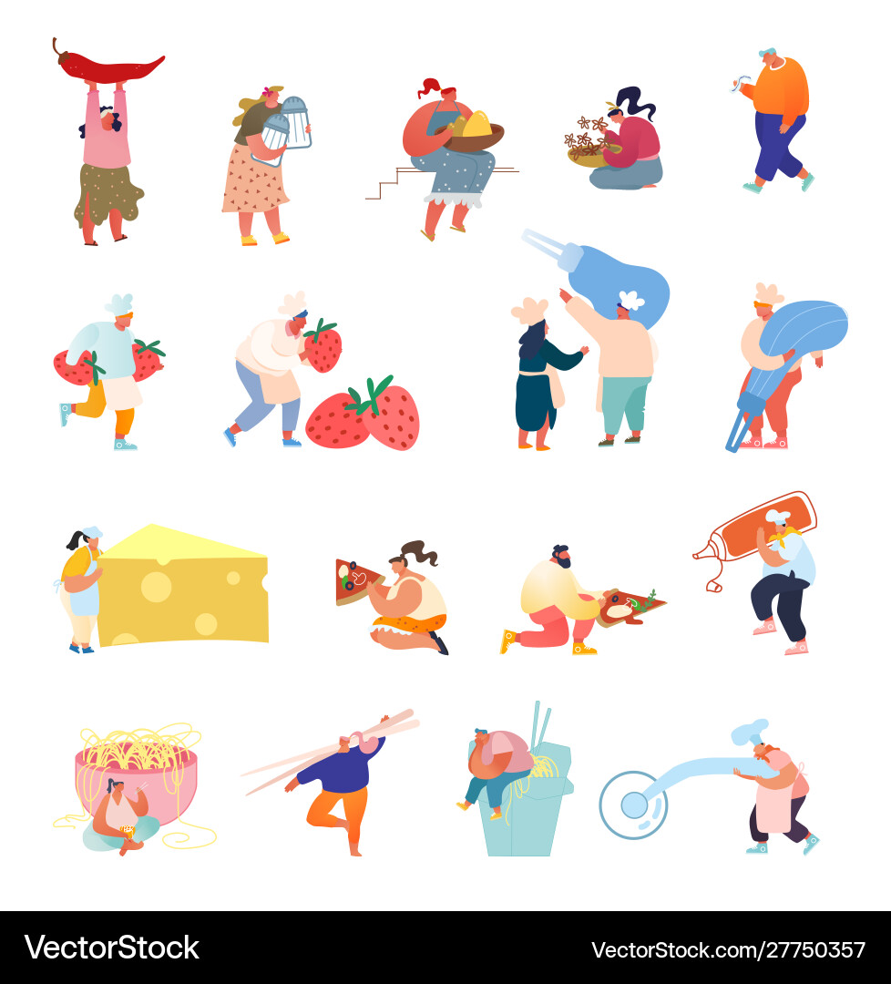 Set tiny characters in different situations Set tiny characters in different situations vector image