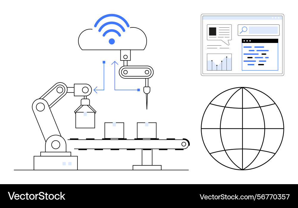 Smart factory automation with cloud connectivity Smart factory automation with cloud connectivity vector image