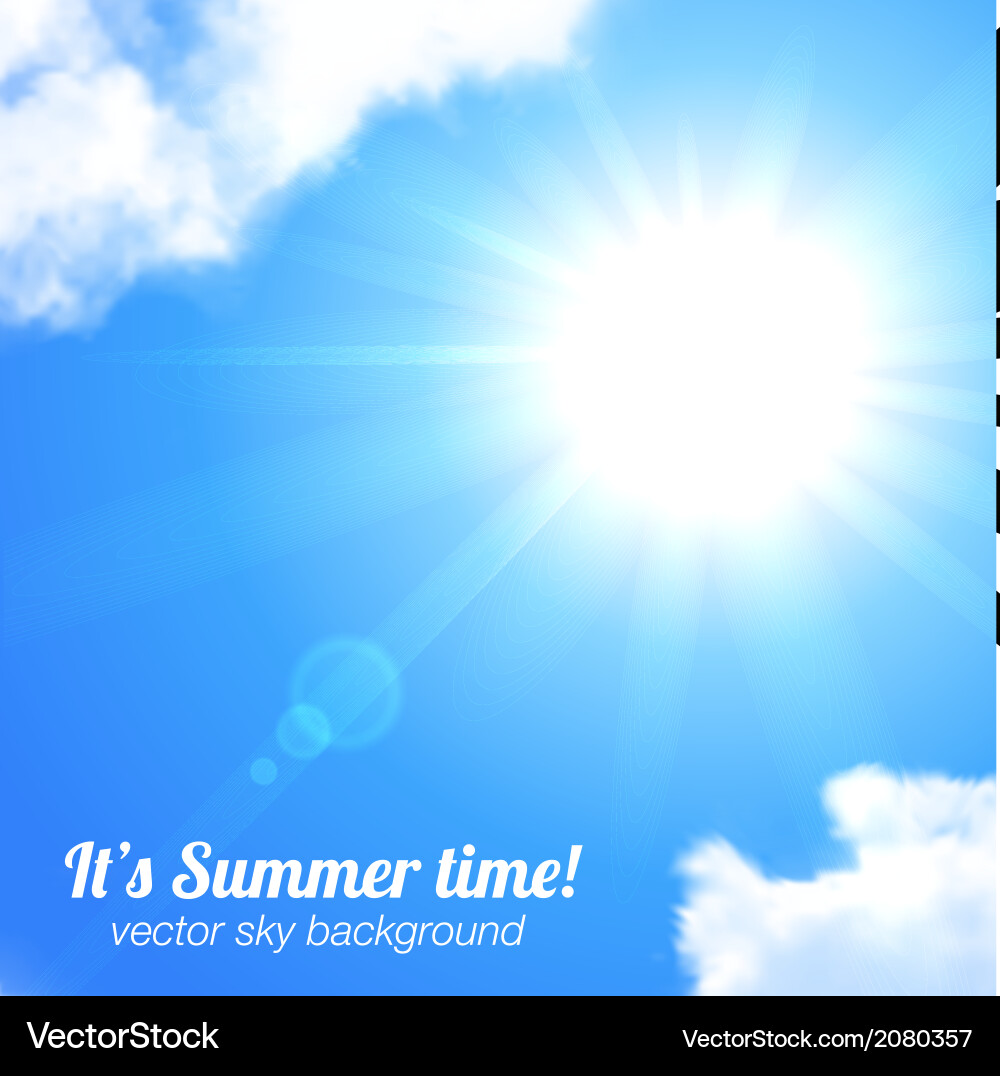 Sun and sky realistic background vector image
