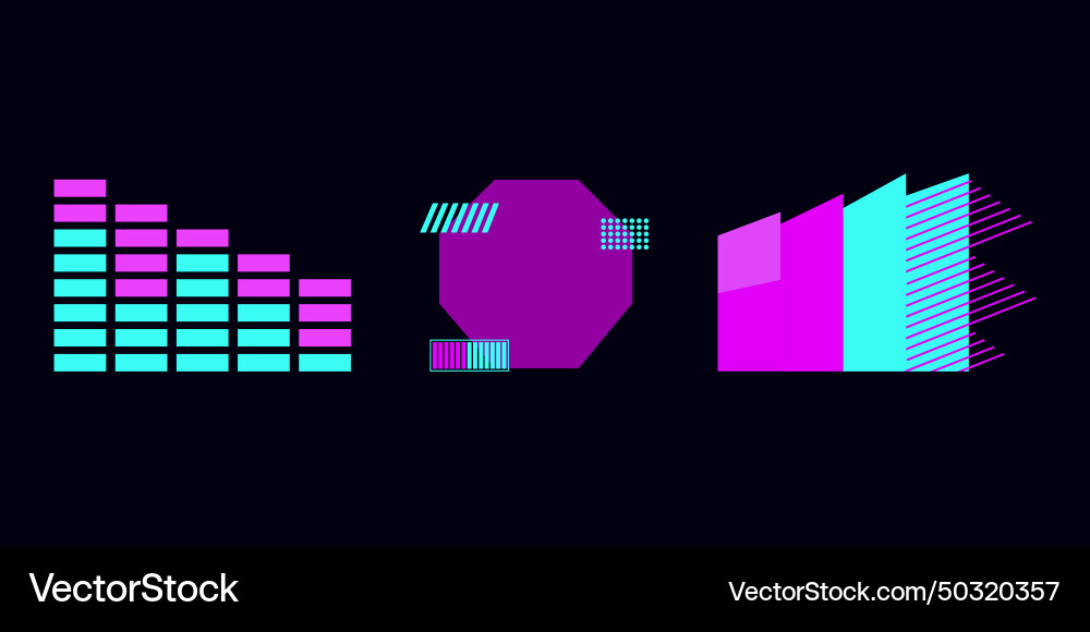 Tech template in cyberpunk style geometric shape Tech template in cyberpunk style geometric shape Vector Image