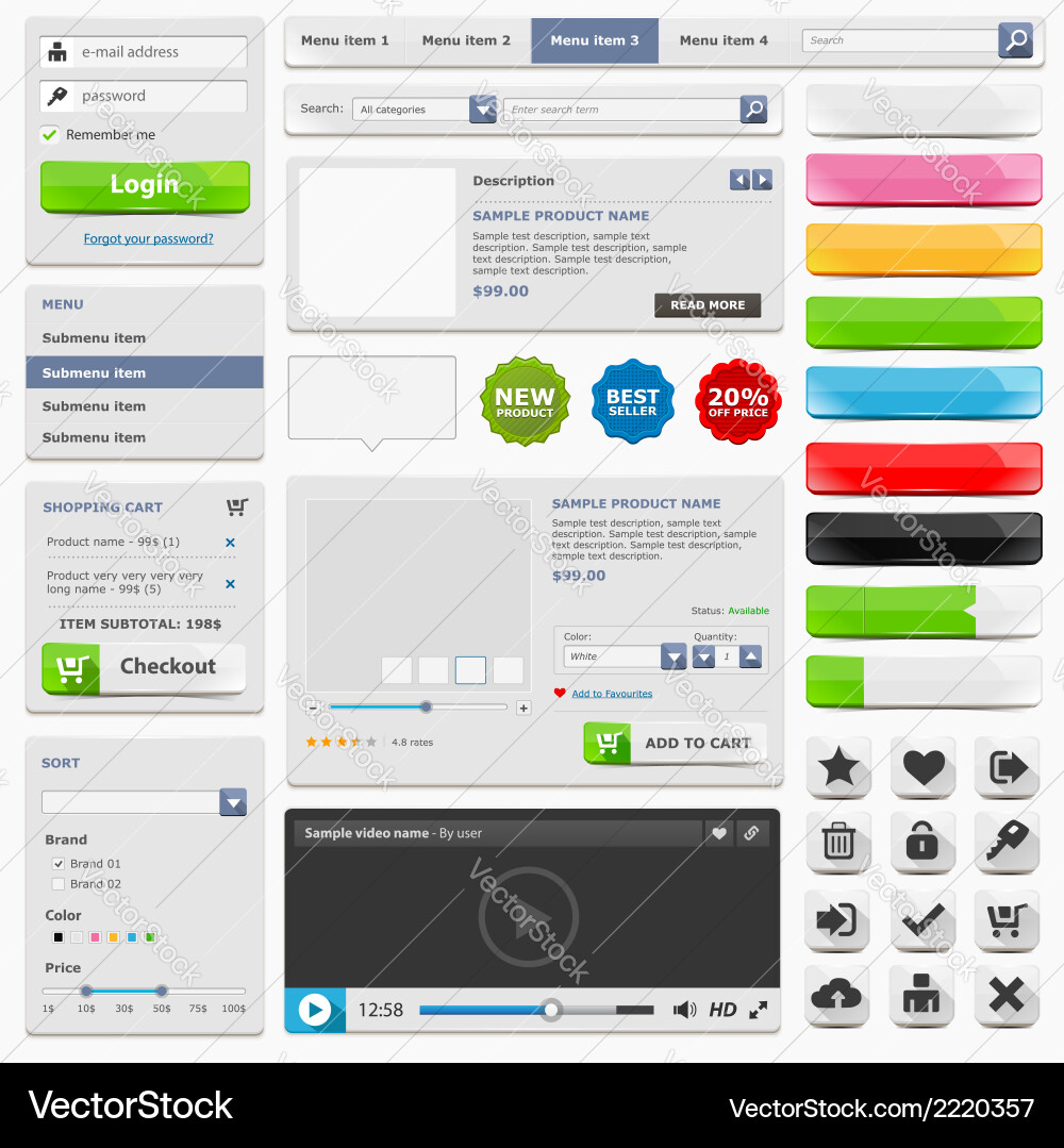 Website Icon Set - Modern UI Elements vector image
