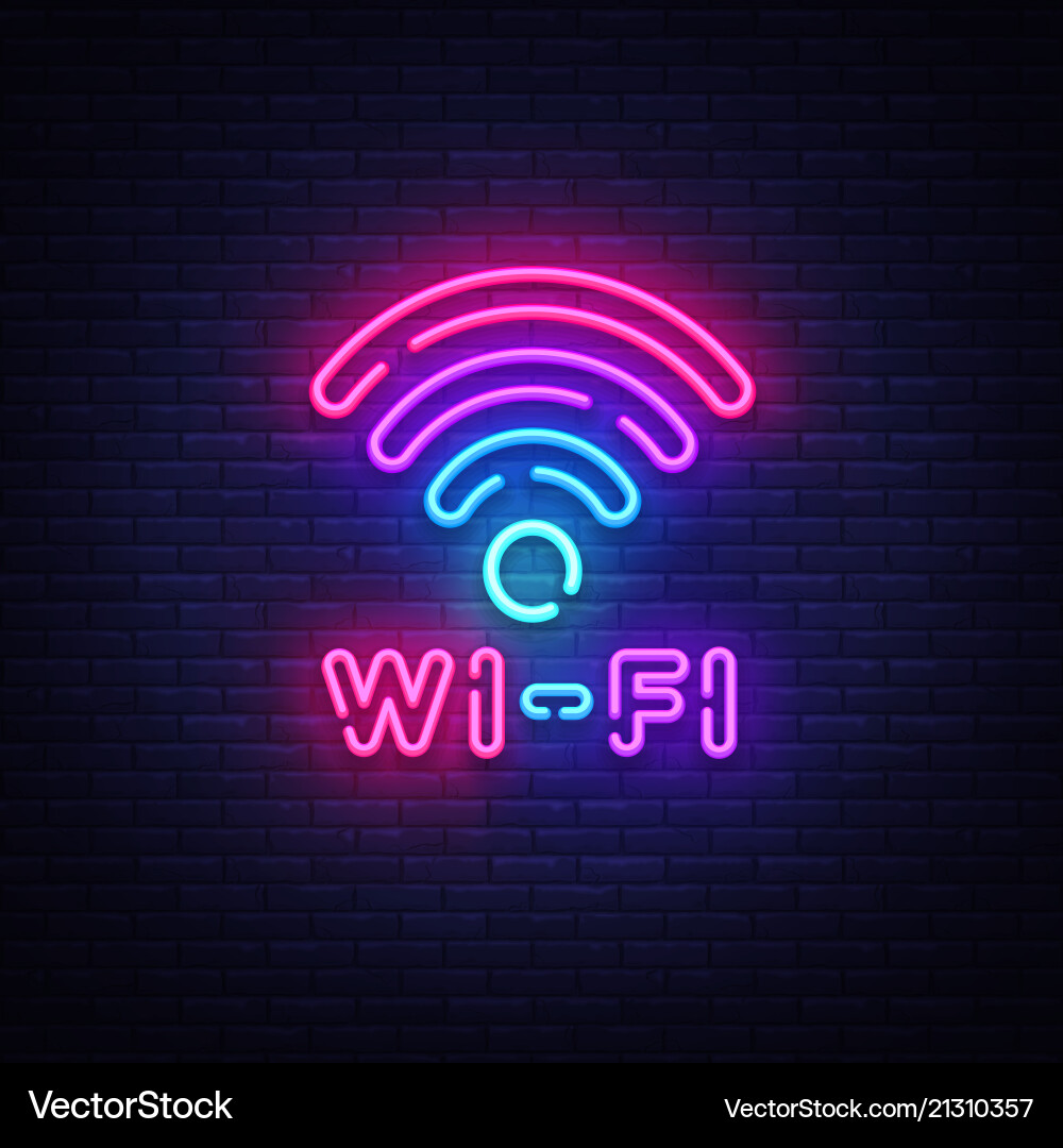 Wifi neon sign symbol glowing vector image