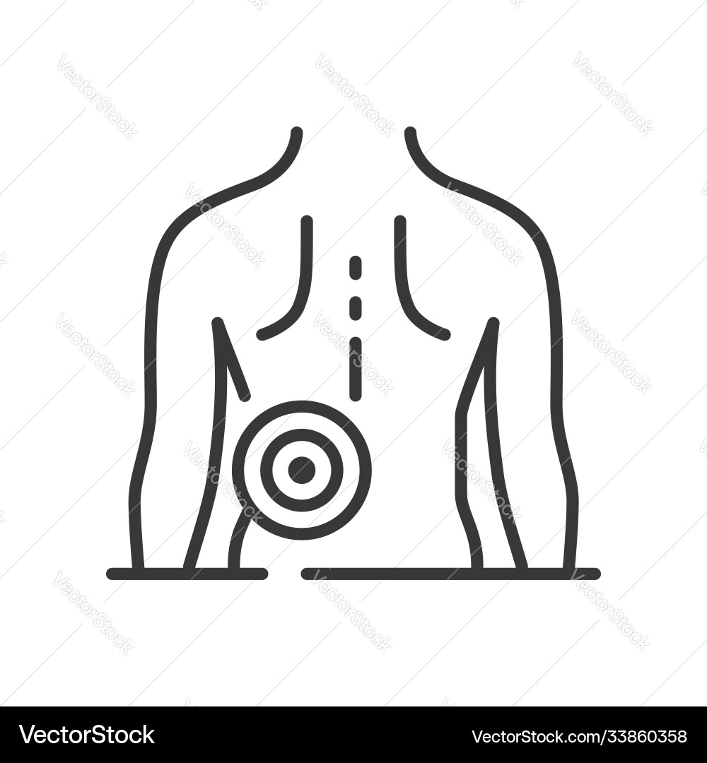 Backache - line design single isolated icon vector image