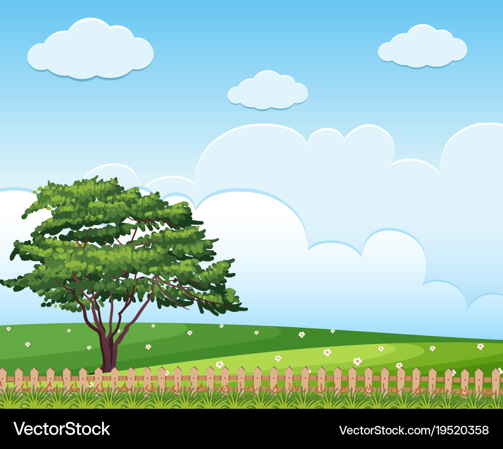 Background scene with tree in the field vector image