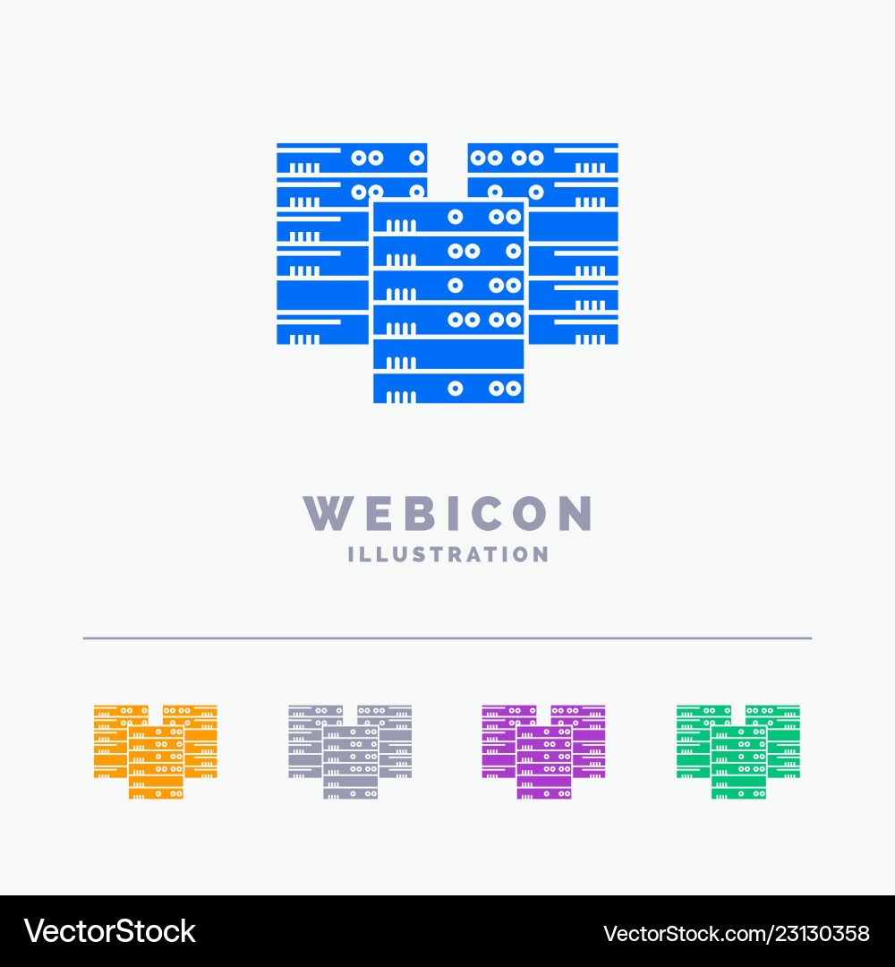 Center centre data database server 5 color glyph Center centre data database server 5 color glyph vector image