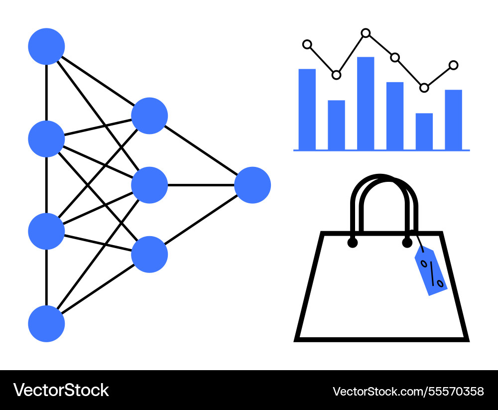 Data analysis in e-commerce network connections Data analysis in e-commerce network connections vector image