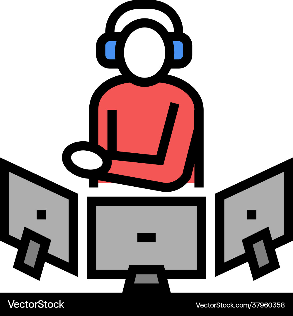 Dispatcher controlling flight way color icon Dispatcher controlling flight way color icon vector image