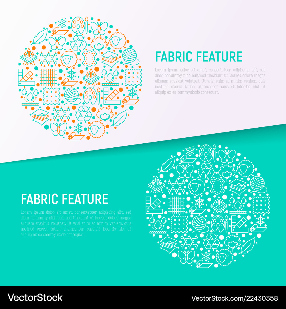 Fabric feature concept in circle Fabric feature concept in circle vector image