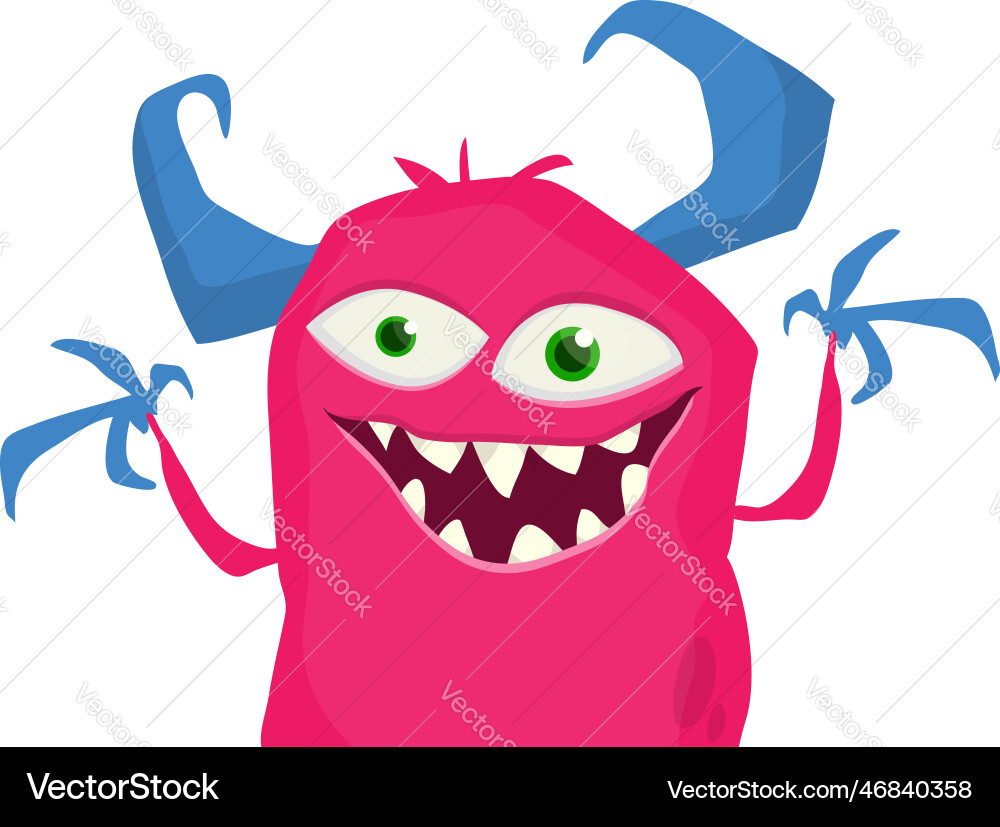 Funny cartoon smiling monster character of cute Funny cartoon smiling monster character of cute vector image