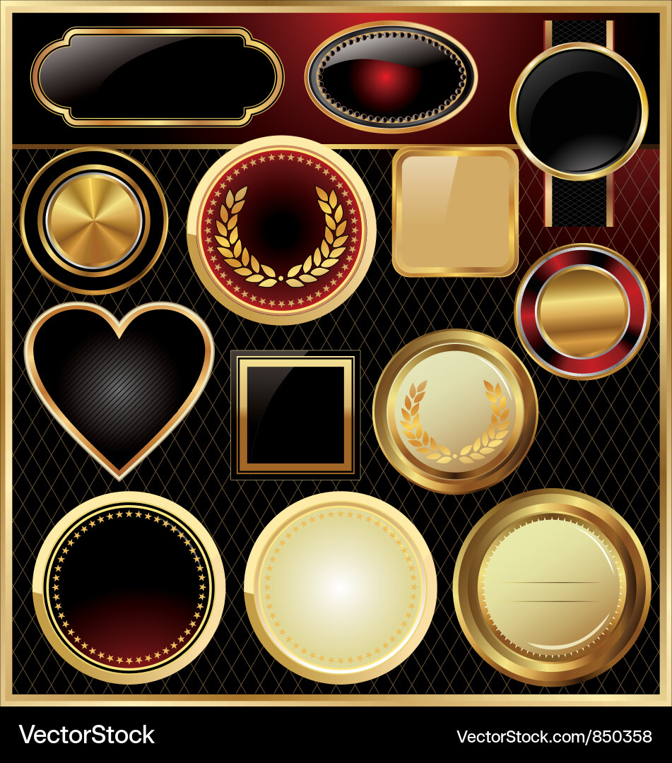 Golden Frame Set Vector Image