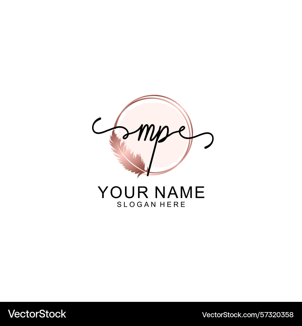 Handwritten mp initial logo with circle Handwritten mp initial logo with circle Vector Image