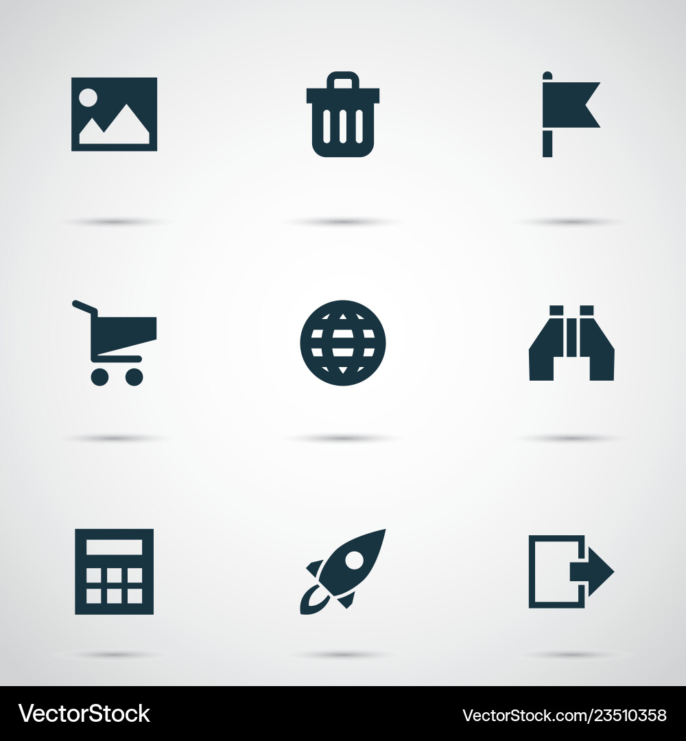 Interface icons set with trash can calculator Interface icons set with trash can calculator vector image